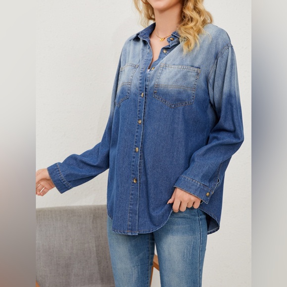 Button Up Long Sleeve Denim Jacket - Picture 2 of 5